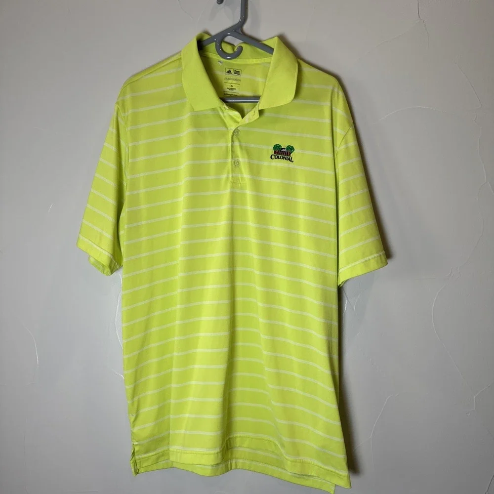 Adidas Polo Shirt Mens XL Puremotion Colonial Country Club Golf Logo Shirt